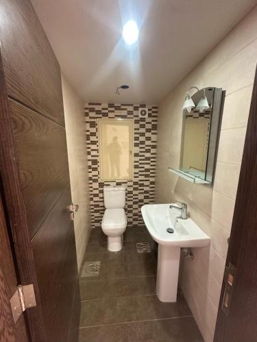 a bathroom with a toilet and a sink at Berbara, Chadi in Dayr Jannīn
