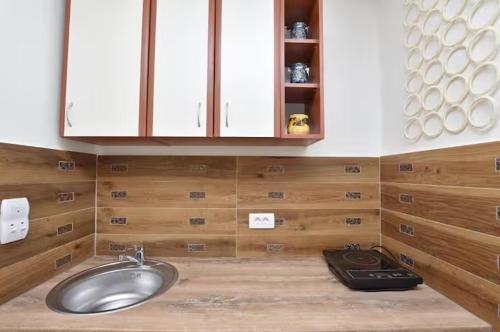 a bathroom with a sink and a stove at Vila Mia in Donji Štoj