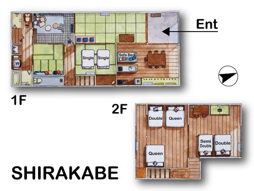 Plantegning af しらかべの宿 美観地区徒歩5分 一棟貸切 無料駐車場2台 最大12名