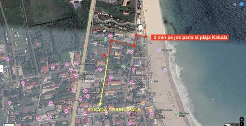 a map of a beach with buildings and the ocean at Neata Vama Veche in Vama Veche