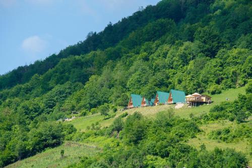 a group of houses on the side of a hill at Sunčani Brijeg Eco Village in Plav