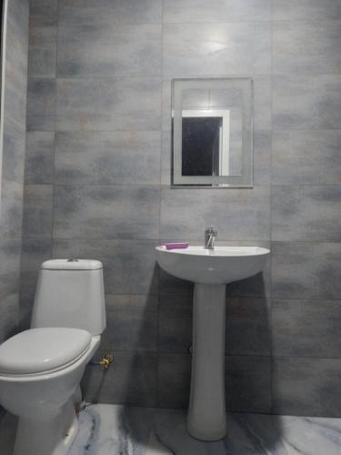 a bathroom with a toilet and a sink at Bagrationi 54 in Kobuleti