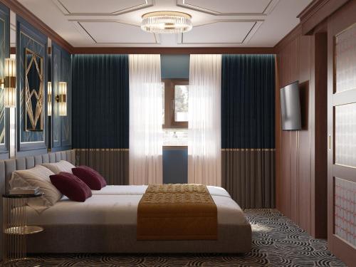 a bedroom with a bed and a window at Botel Albatros in Prague