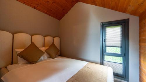 a bedroom with a bed and a window at JUNGLOW Sapanca in Sapanca