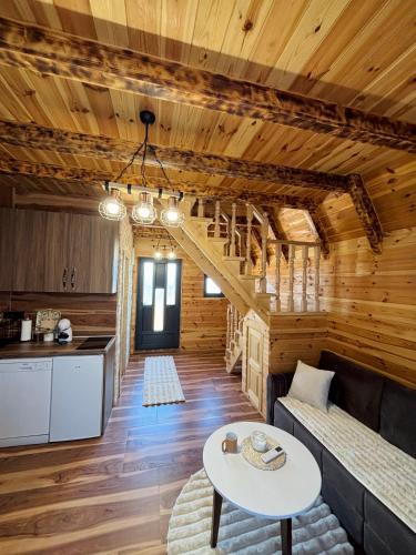a living room with a couch and a table at Ðedovina mountain cabins in Žabljak