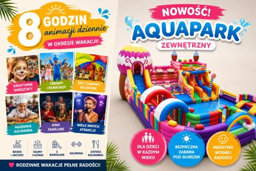 a flyer for a toy store with an inflatable water park at Amber Park Spa in Niechorze