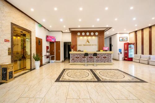 a lobby with a counter in a store at A25 Premium Hotel - Bãi Cháy Hạ Long in Ha Long