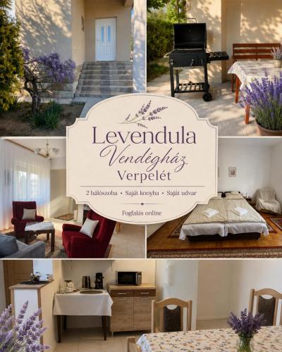 a collage of pictures of a room with a piano at Levendula Vendégház in Verpelét