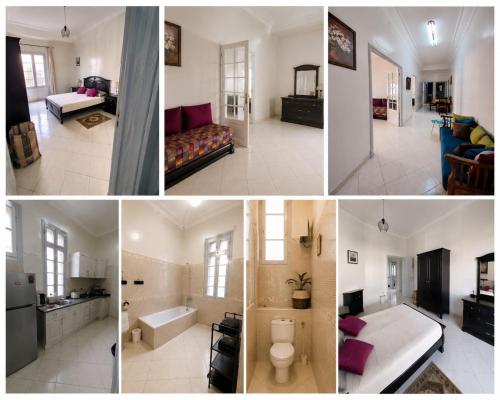 a collage of four pictures of a room at Cosy Art Deco Apart Welcome to James's in Casablanca