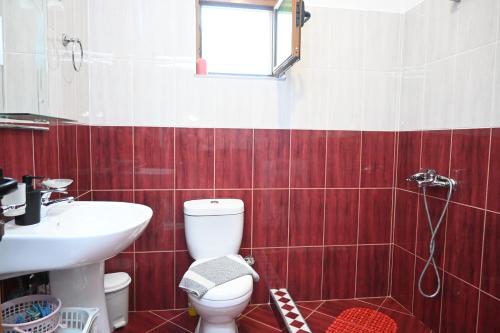 a bathroom with a toilet and a sink at Villa Nertili 1 in (( Kalive Gjoka ))
