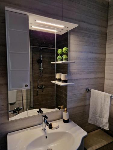 a bathroom with a sink and a mirror at Villa Martar in Mostar