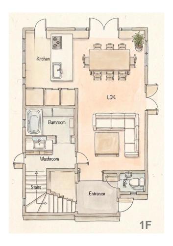 a drawing of a floor plan of a house at Star Peak Villa 黒川 in Minamioguni