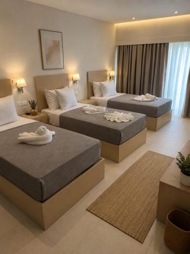 a hotel room with two beds in a room at Nile View Plaza Hotel in Cairo