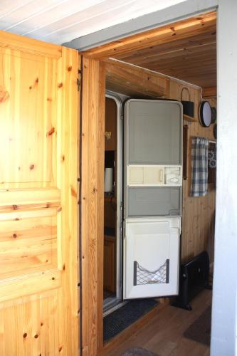 an inside view of an rv with the door open at Visit Senja Lady in Senja