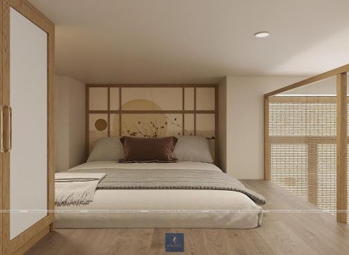 a bedroom with a large bed and a large window at Urban Nest in Hanoi