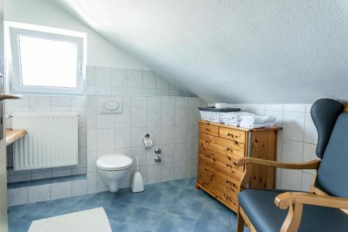a bathroom with a toilet and a window at Gästehaus Alpenkranz in Garmisch-Partenkirchen
