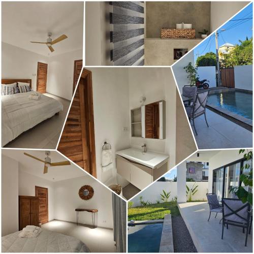 a collage of photos of a house at Adam Duplex in Cap Malheureux