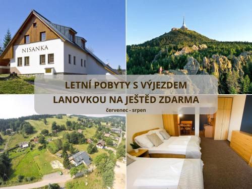 a collage of three pictures of a house at Chata Nisanka in Bedřichov