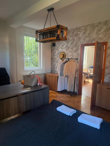 a room with a dressing room and a mirror at ASTAKOS apartments Budva in Budva