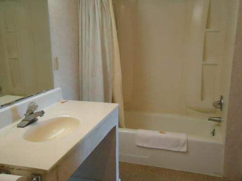 a bathroom with a sink and a bath tub at Welborn Motel - Hamptonville in Hamptonville