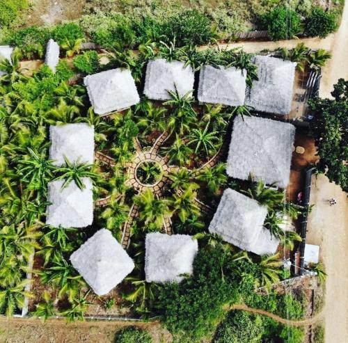 an overhead view of a garden with rocks and plants at Mandala Tribe Treehouses in Siquijor