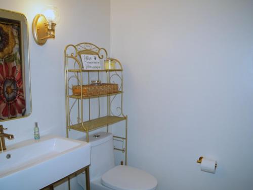 a bathroom with a sink and a toilet and a mirror at Luv Happii House in Country Club Hills