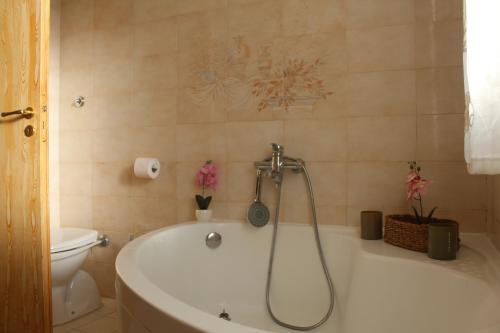 a bathroom with a bath tub and a toilet at Appartamento in Villa Nadin in Monte Compatri