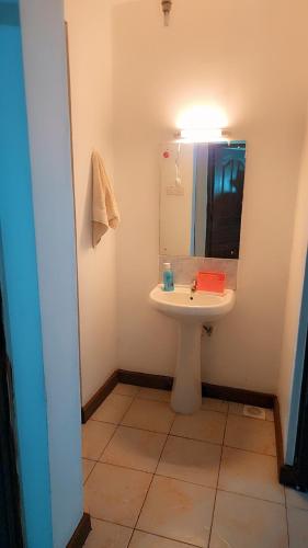 a bathroom with a sink and a mirror at Kerry Luxury Stays in Athi River