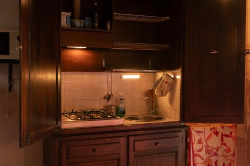 a kitchen with a stove and a sink at Poggio Mille in Castiglione del Lago