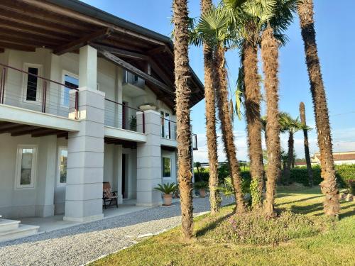 Villa Babilonia في Alvisopoli: منزل أمامه أشجار نخيل
