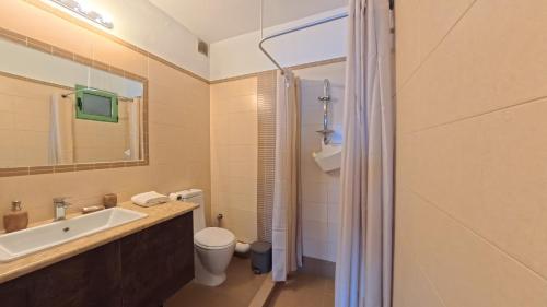 a bathroom with a sink and a toilet and a shower at Theologos Ridge in Theologos