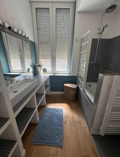 a bathroom with a tub and a sink and a shower at La bulle dunkerquoise in Coudekerque-Branche