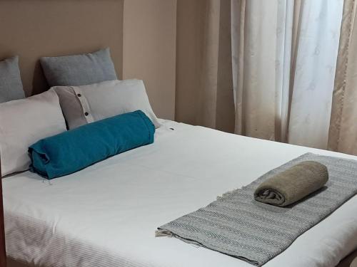 a bed with a pillow and a towel on it at 101 Newlands West in Durban