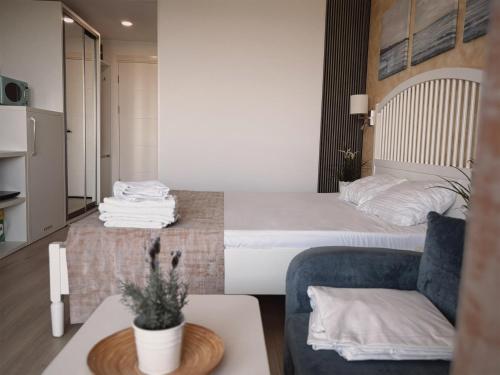 a hotel room with two beds and a couch at Studio Privat Reea Olimp in Olimp
