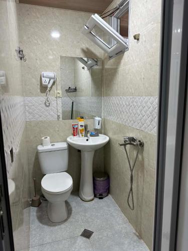 a small bathroom with a toilet and a sink at Chaki 2 in Ureki