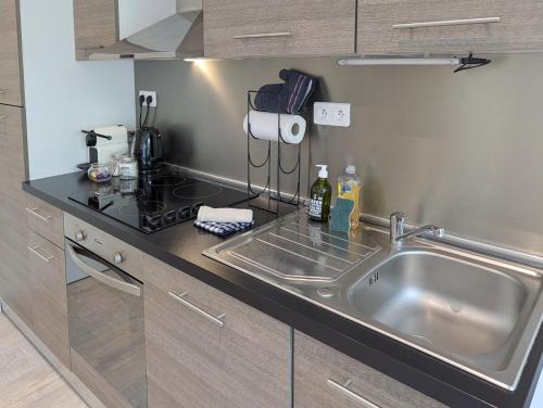 a kitchen with a sink and a stove at Cocoon studio in Gap