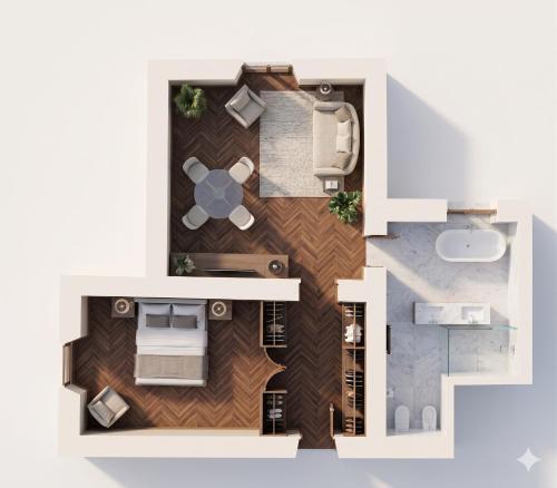 a rendering of a floor plan at Hotel Villa Giulia in Gargnano