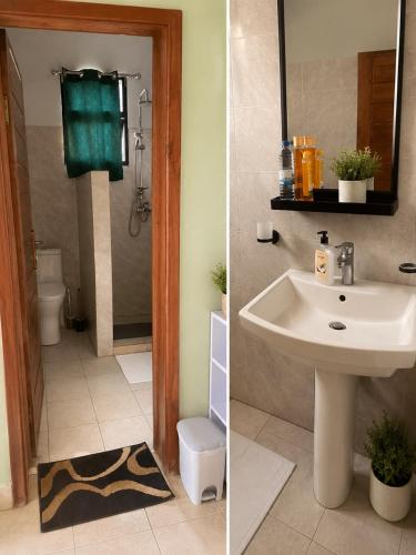 a bathroom with a sink and a toilet at Mona Rusizi in Cyangugu