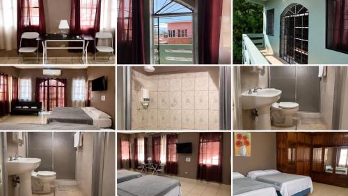 a collage of four pictures of a bathroom at Suite Familiar Afrodita - Centro Histórico in Comayagua