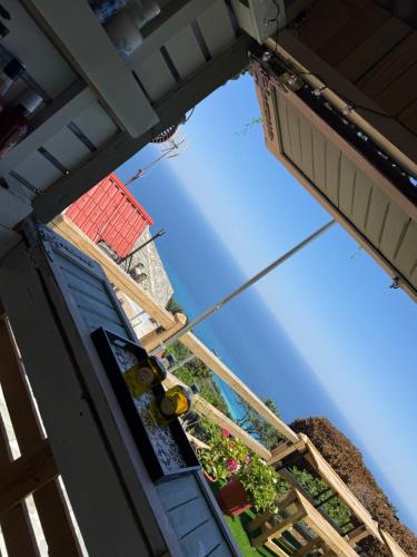a view of the sky from underneath a building at Greek sensation in Zagora