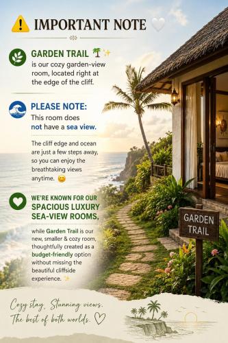 a sign that reads garden trail is our very popular vacation view at Asteya boutique stays in Varkala