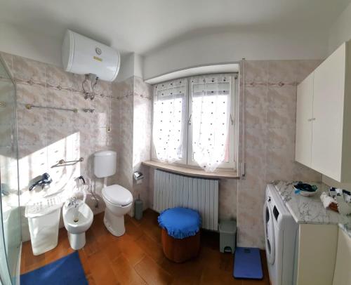 a bathroom with a toilet and a sink at Casa Colomba a Tirano in Tirano