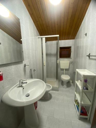 a bathroom with a sink and a toilet at Sole di Lercara in Lercara Friddi
