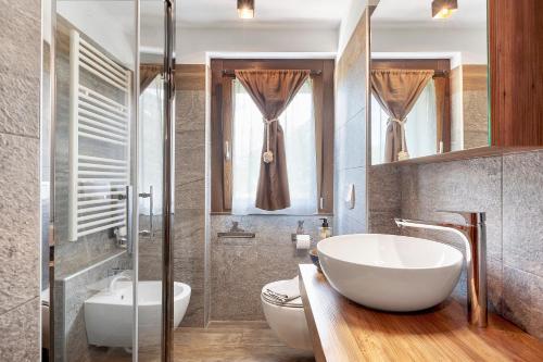 a bathroom with a white sink and a toilet at Punta Ceresole 4061 Maison Gerard in Cogne