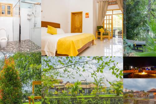 a collage of photos of a hotel room at MIRAMAR Ruhondo Resort in Muhororo