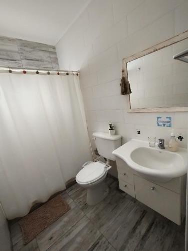 a bathroom with a toilet and a sink at Casa con jardín Las Marías 1 in Miramar