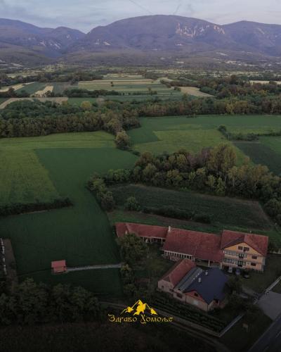 an aerial view of a house in a field at Zdravo Homolje in Petrovac na Mlavi