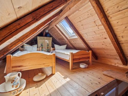 an overhead view of a bedroom in a attic at Die Obermühle in Sangerhausen