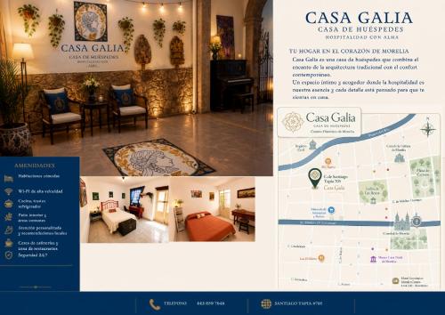 a brochure for the casa calilla hotel at Casa Galia in Morelia