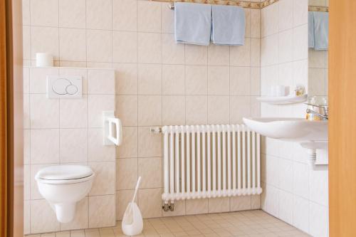 a bathroom with a toilet and a sink at Gasthaus Kreuz in Ühlingen-Birkendorf